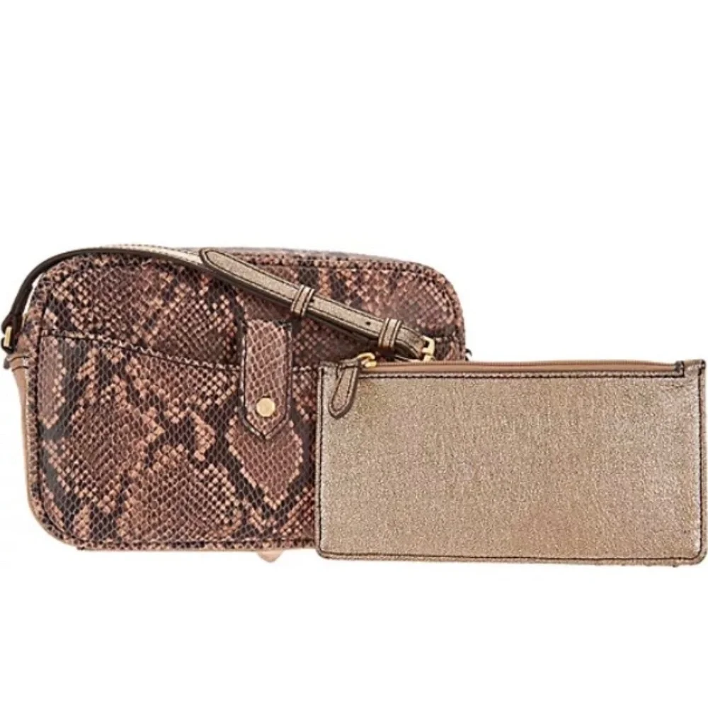 G.I.L.I. Got It Love It Leather Crossbody/Blush Snake/Pouch/NEW/NEVER USED!